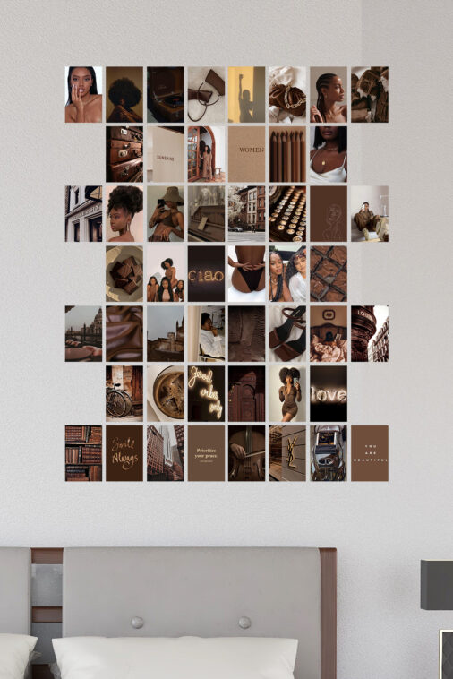 50 Brown Aesthetic Wall Collage