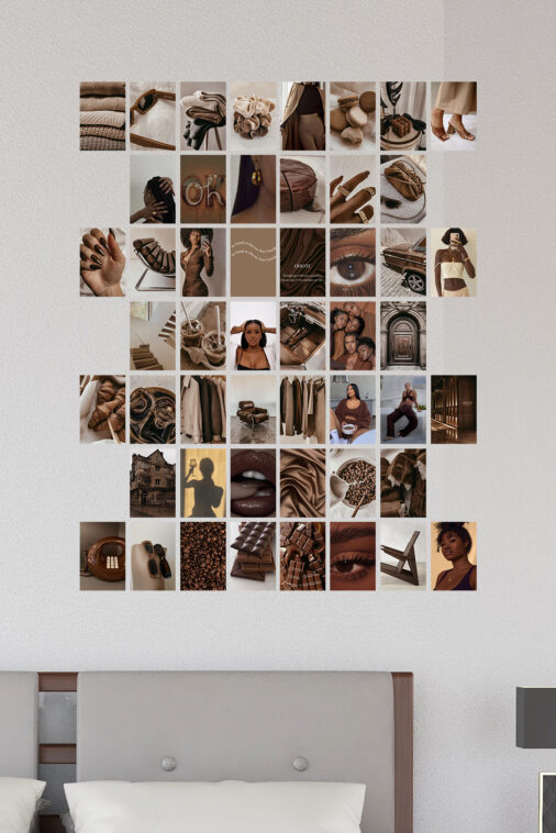 50 Dark Brown Aesthetic Wall Collage