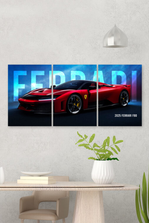 2025 Ferrari F80 Split Poster Supercar