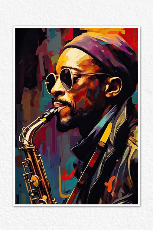 Abstract Saxophonist Music Poster