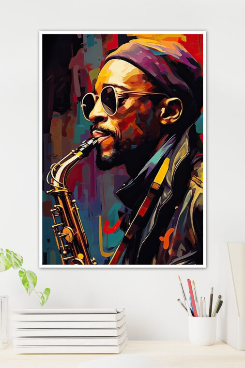 Abstract Saxophonist Music Poster - Image 2