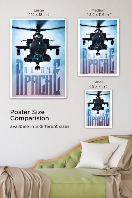 Ah 64 Apache American Twin Turboshaft Attack Helicopter Warcraft Poster Collection - Image 8