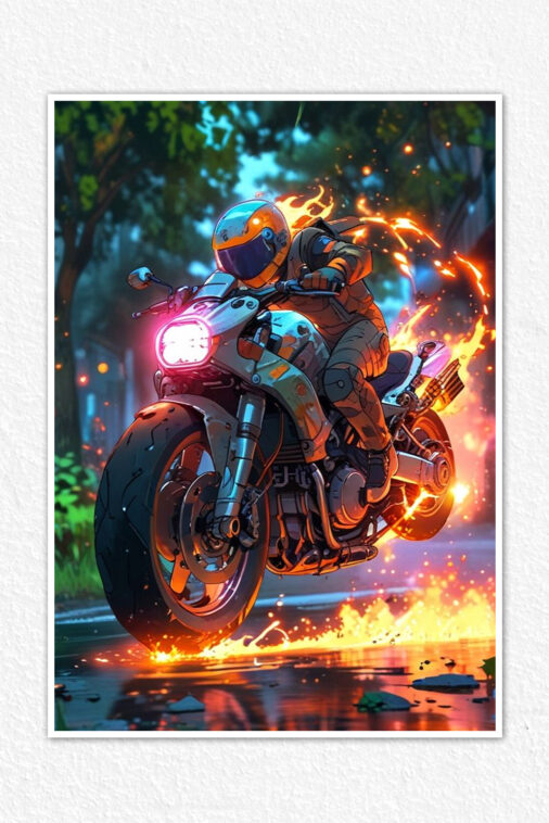 Animated Motorcycle And Biker Poster Bikes Collection