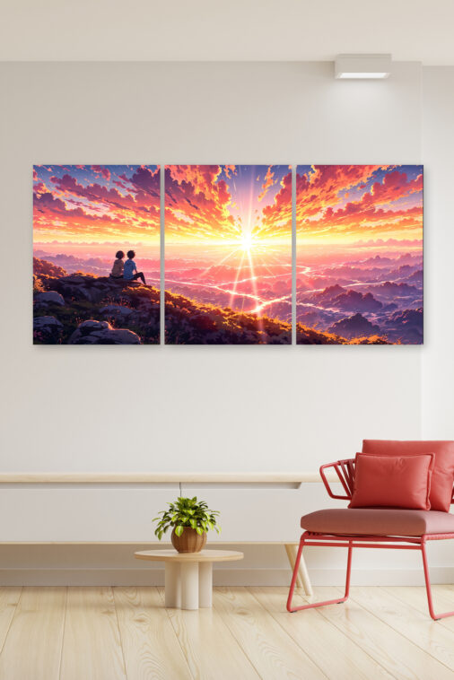 Anime Couple Watching Sunset Mountain Landscape Poster The Uncollectible - Image 2