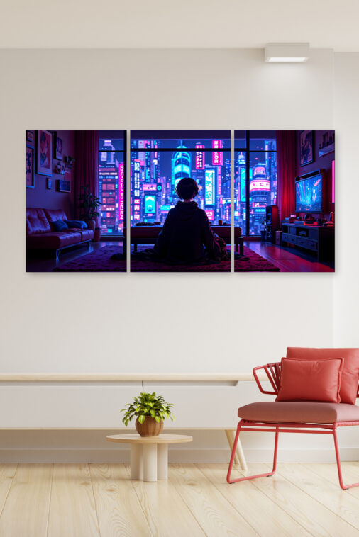 Anime Girl Gaming Night City View Poster The Uncollectible - Image 3