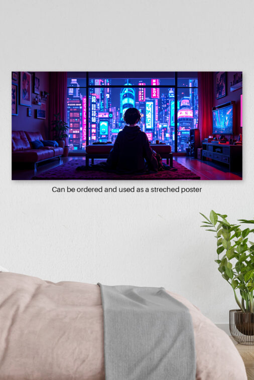 Anime Girl Gaming Night City View Poster The Uncollectible - Image 4