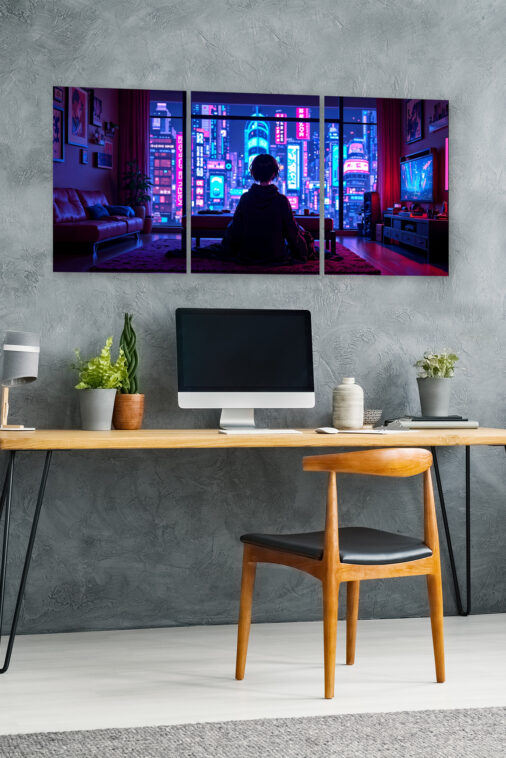 Anime Girl Gaming Night City View Poster The Uncollectible - Image 5
