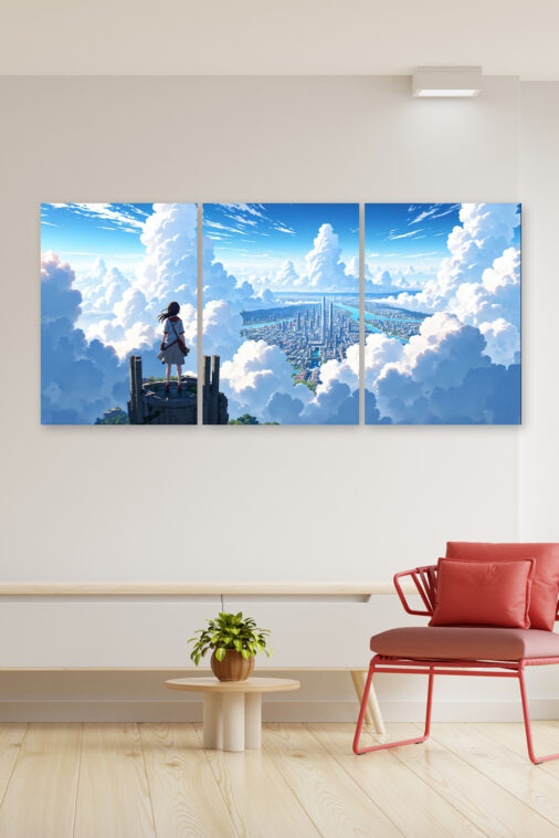 Anime Girl Looking at City Above Clouds Poster The Uncollectible - Image 3