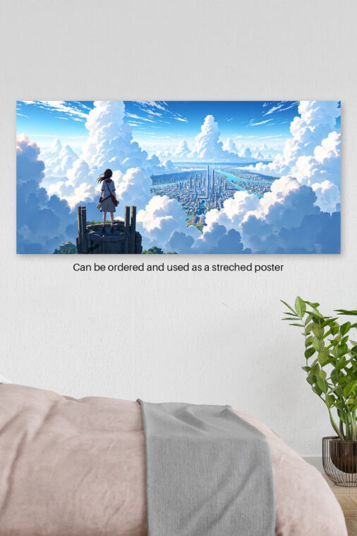 Anime Girl Looking at City Above Clouds Poster The Uncollectible - Image 4