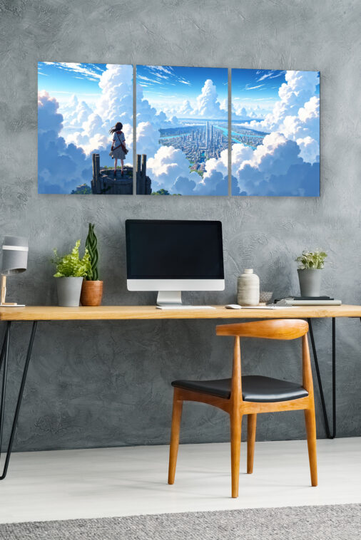 Anime Girl Looking at City Above Clouds Poster The Uncollectible - Image 5