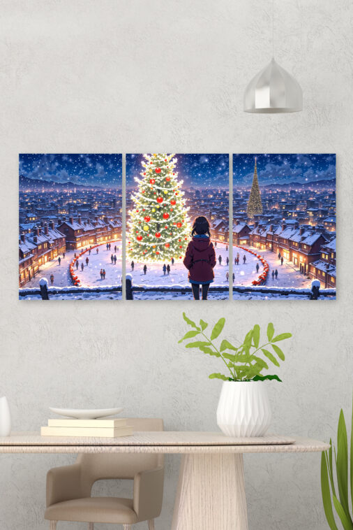 Anime Girl Watching Christmas Tree Snow City Poster The Uncollectible