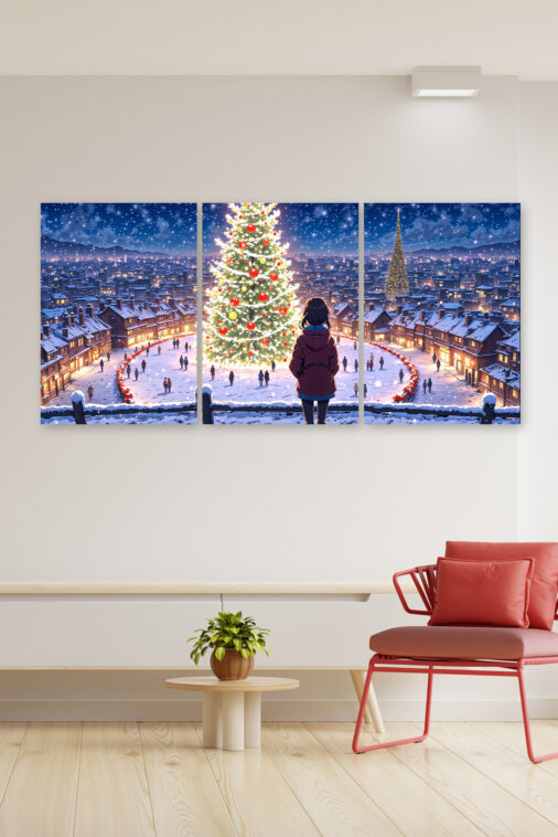 Anime Girl Watching Christmas Tree Snow City Poster The Uncollectible - Image 3