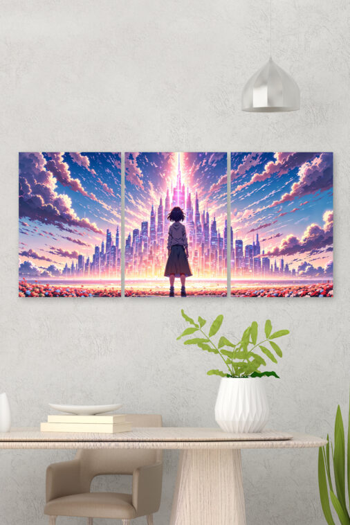 Anime Girl Watching City Light Beam Sky Poster The Uncollectible