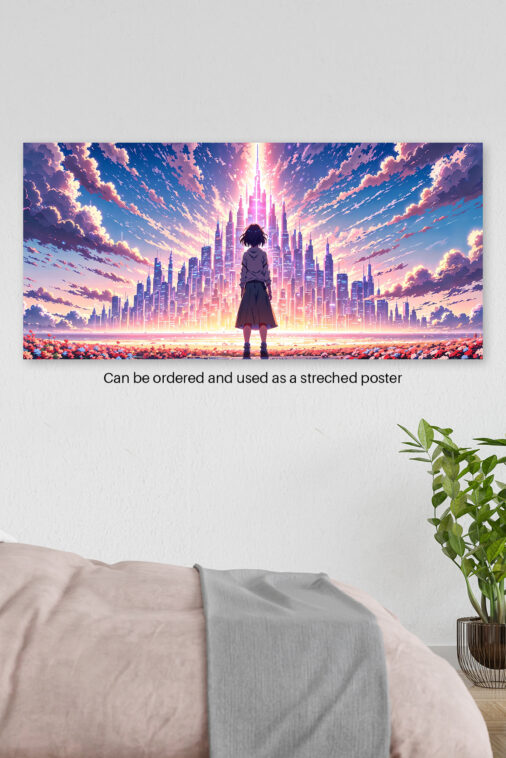 Anime Girl Watching City Light Beam Sky Poster The Uncollectible - Image 4