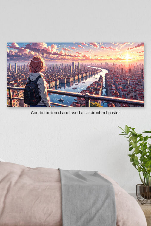 Anime Girl Watching City Sunrise River Poster The Uncollectible - Image 4