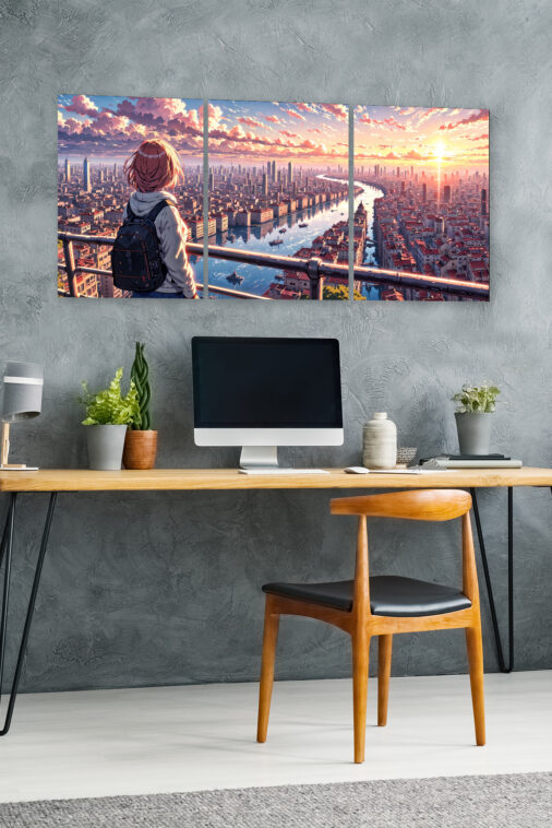 Anime Girl Watching City Sunrise River Poster The Uncollectible - Image 5