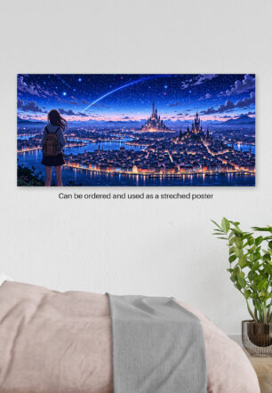 Anime Girl Watching Shooting Star Over Castle City Poster The Uncollectible - Image 3