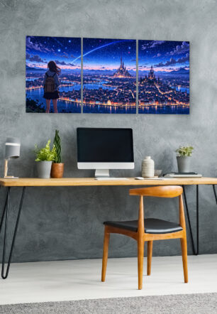 Anime Girl Watching Shooting Star Over Castle City Poster The Uncollectible - Image 4