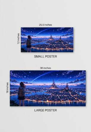 Anime Girl Watching Shooting Star Over Castle City Poster The Uncollectible - Image 5