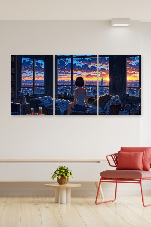 Anime Girl Watching Sunset City View Window Poster The Uncollectible - Image 3