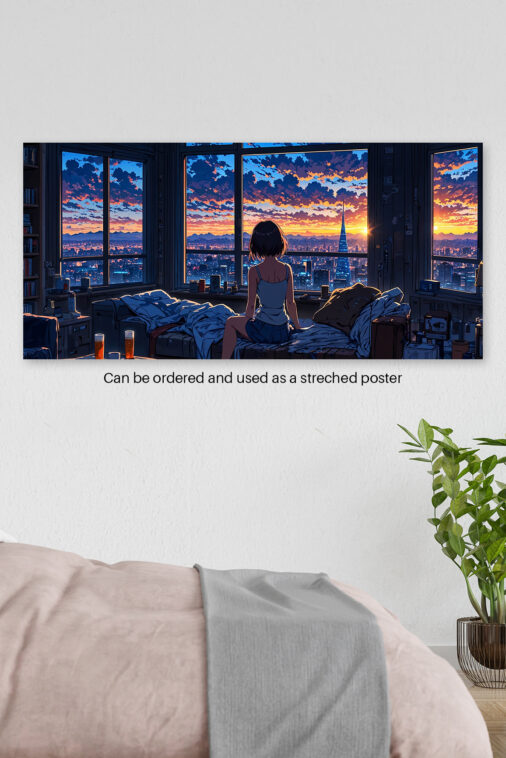Anime Girl Watching Sunset City View Window Poster The Uncollectible - Image 4