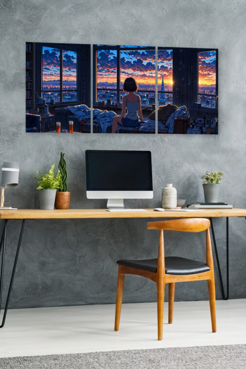 Anime Girl Watching Sunset City View Window Poster The Uncollectible - Image 5