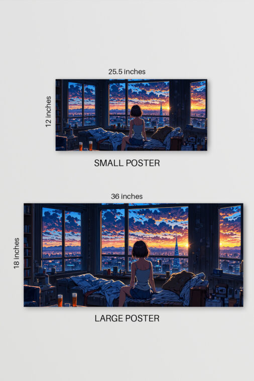 Anime Girl Watching Sunset City View Window Poster The Uncollectible - Image 6