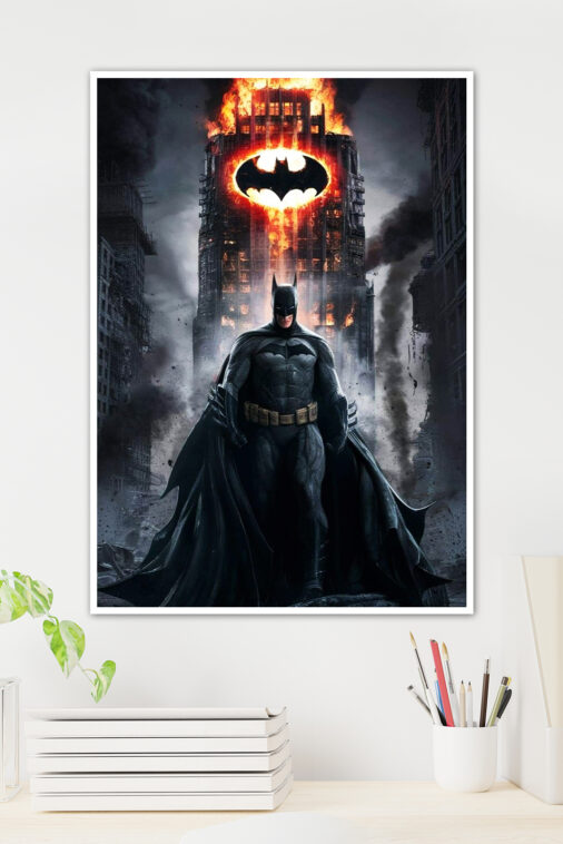Batman Fire Building Destruction Poster DC Superheroes - Image 2