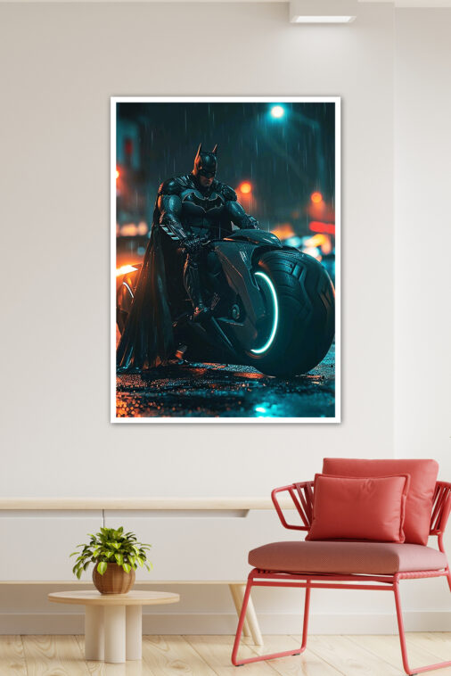 Batman Motorcycle Night Rain Poster DC Superheroes - Image 4