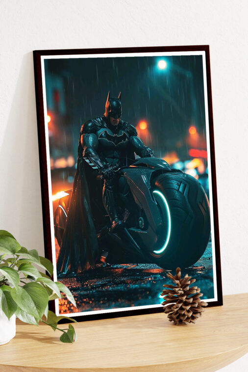 Batman Motorcycle Night Rain Poster DC Superheroes - Image 5