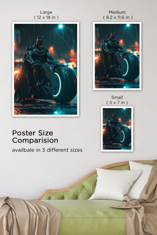 Batman Motorcycle Night Rain Poster DC Superheroes - Image 8
