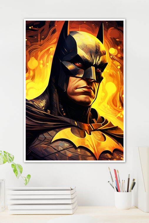 Batman Portrait Fire Background Poster DC Superheroes - Image 3