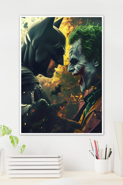 Batman Vs Joker Confrontation Fire Poster DC Superheroes - Image 2
