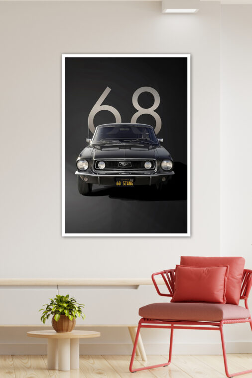Black Ford Mustang 68 Poster Cars Collection - Image 3