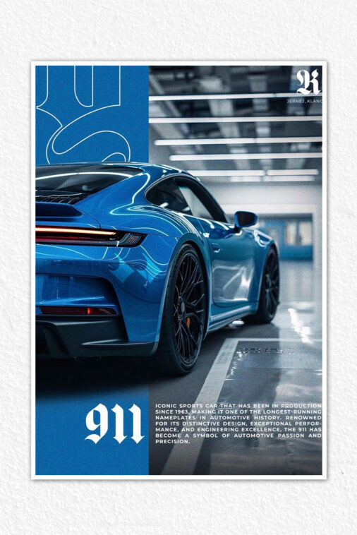 Blue Porsche 911 GT3 Poster Cars Collection