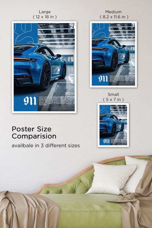 Blue Porsche 911 GT3 Poster Cars Collection - Image 8