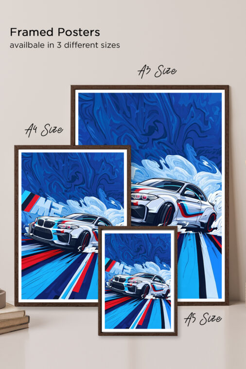 BMW M2 Animated Blue Color Poster Cars Collection - Image 5