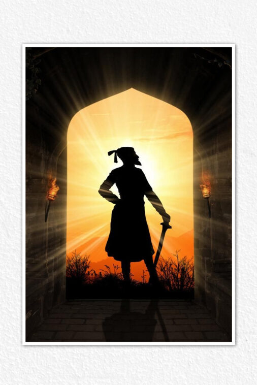 Shivaji Maharaj: A Silhouette of the Maratha Warrior King Cultural Poster