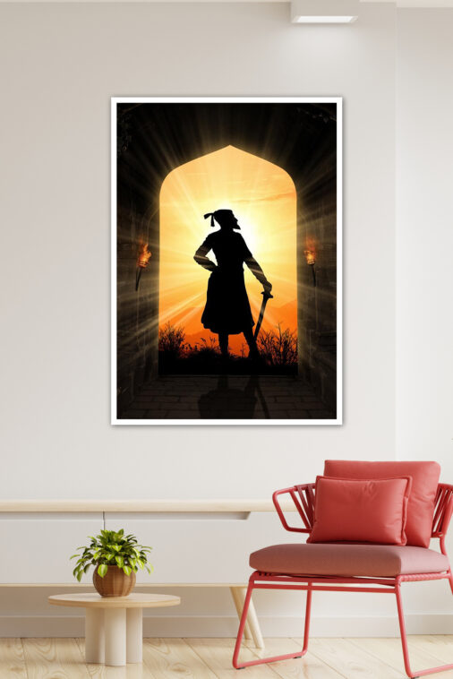 Shivaji Maharaj: A Silhouette of the Maratha Warrior King Cultural Poster - Image 3