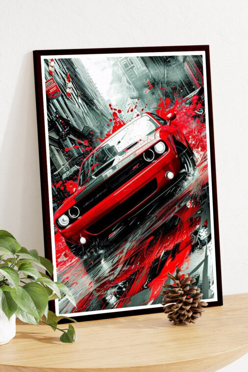 Dodge Challenger Red Car Poster Cars Collection - Image 4