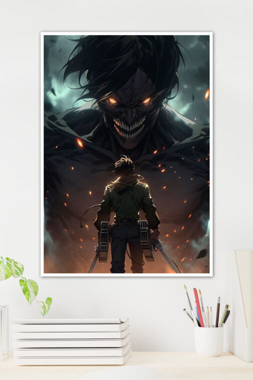 Eren Yeager Black Shadow Anime Poster - Image 2