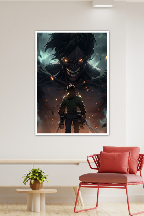 Eren Yeager Black Shadow Anime Poster - Image 3