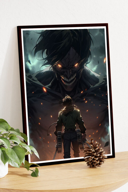 Eren Yeager Black Shadow Anime Poster - Image 4