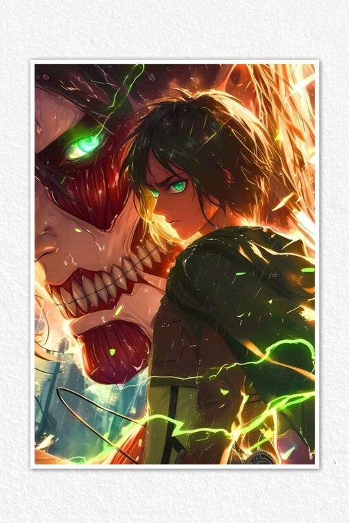 Eren Yeager Double Look Anime Poster