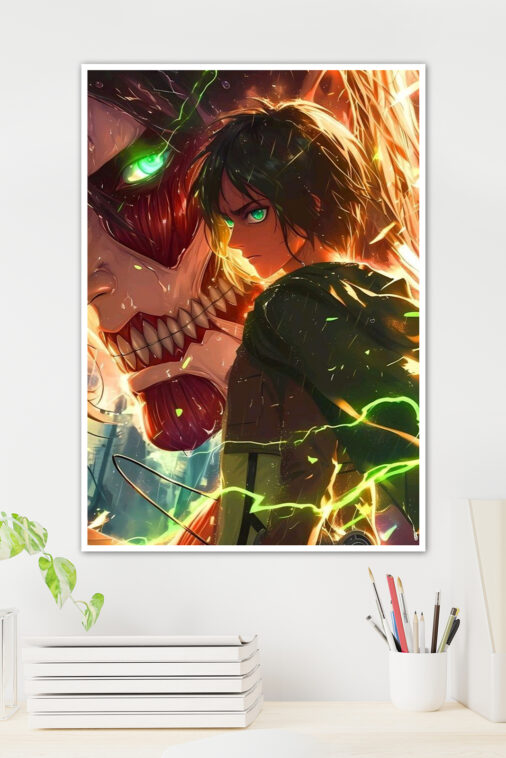 Eren Yeager Double Look Anime Poster - Image 2