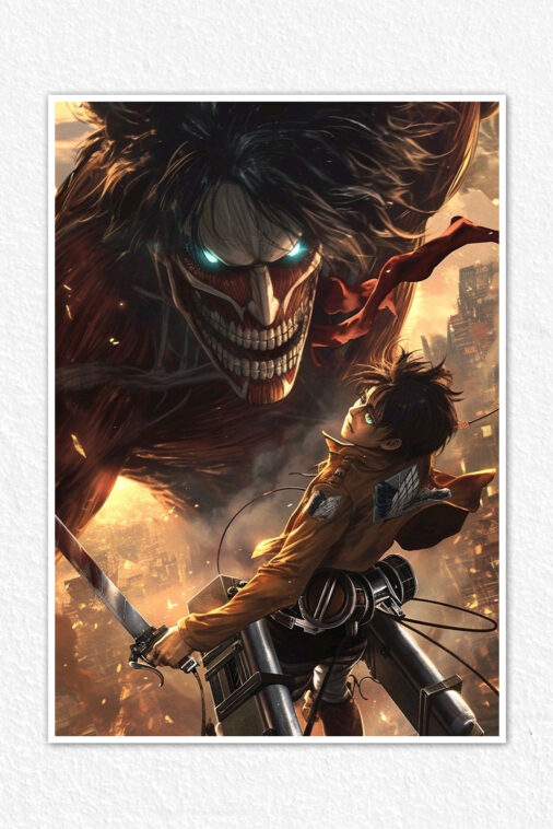 Eren Yeager Inside Demon Anime Poster