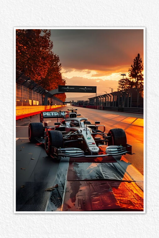 F1 Sunset Race Poster Cars Collection