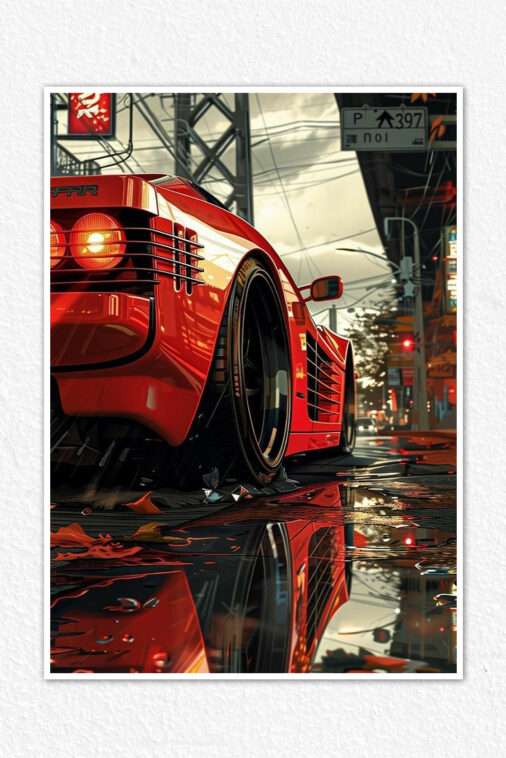 Ferrari Testarossa Red Color Car Poster Cars Collection