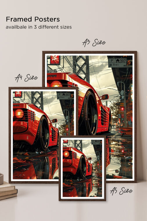 Ferrari Testarossa Red Color Car Poster Cars Collection - Image 6