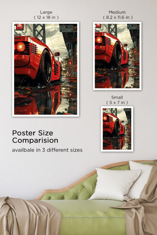 Ferrari Testarossa Red Color Car Poster Cars Collection - Image 8
